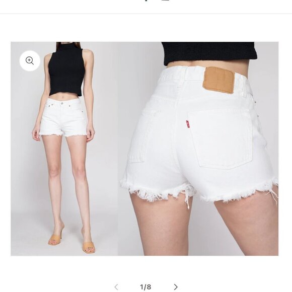 Levi's 501 women's white denim button fly cut off Daisy Duke shorts sz 29 - Picture 2 of 14